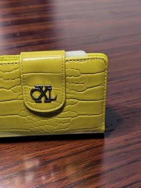 NWT Christian Lacroix Moss Croc-Embossed Bi-Fold Wallet